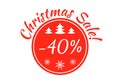 Christmas sale badge, tag or sticker. Xmas discount label. 40 percent price off. Promo banner and advertising design element. Royalty Free Stock Photo